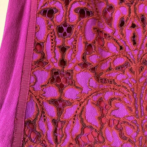 Diane Von Furstenberg Strapless Purple Sheath Dress Dress Red Lace - Picture 3 of 14